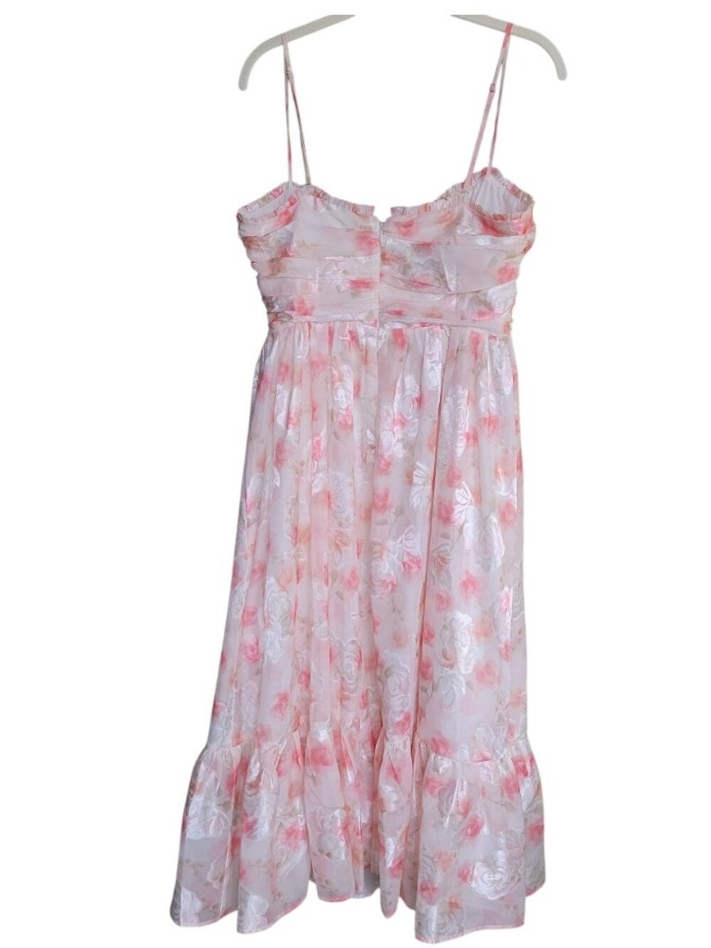 Storia Blush Floral Chiffon Midi Dress - Picture 3 of 9
